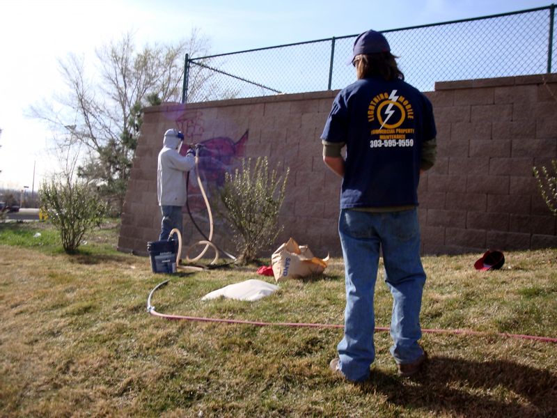 Graffiti Removal from Sportsman&rsquo;s Warehouse Wall