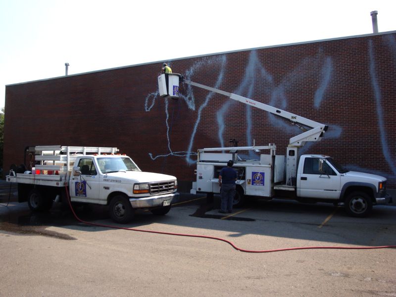 Pressure Washing to Remove Graffiti