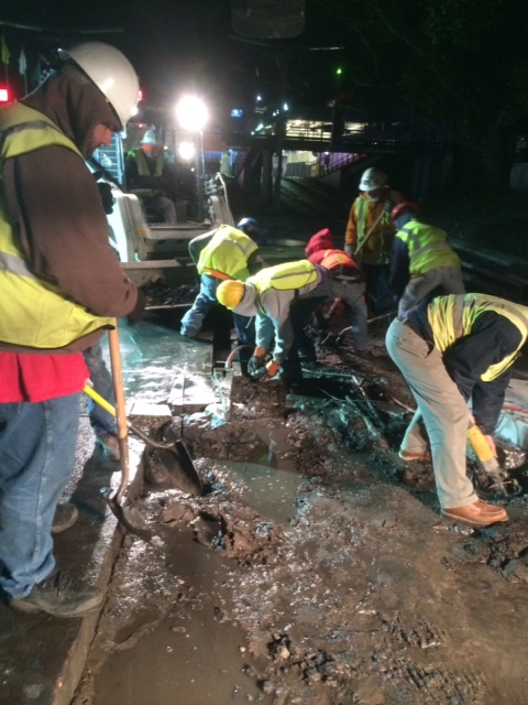 Saw cutting speedway track at Disney