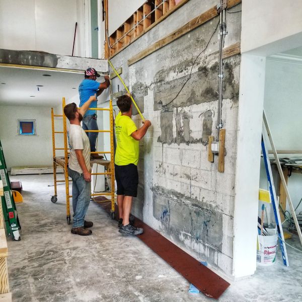 Installing floating staircase. 