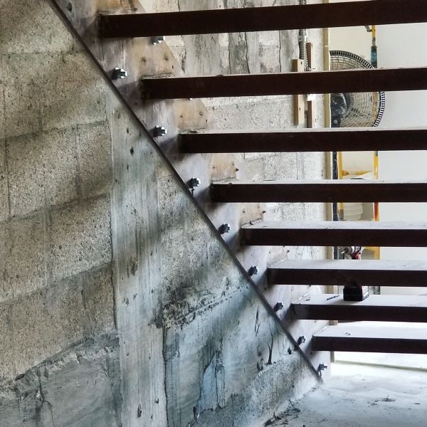 Installing floating staircase. 