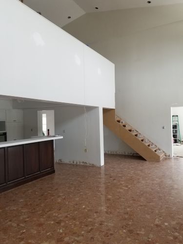 Before third story half wall was removed. Red marble floor before removal. 