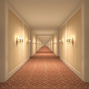 Interior Hotel rooms and hallways