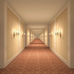 Interior Hotel rooms and hallways