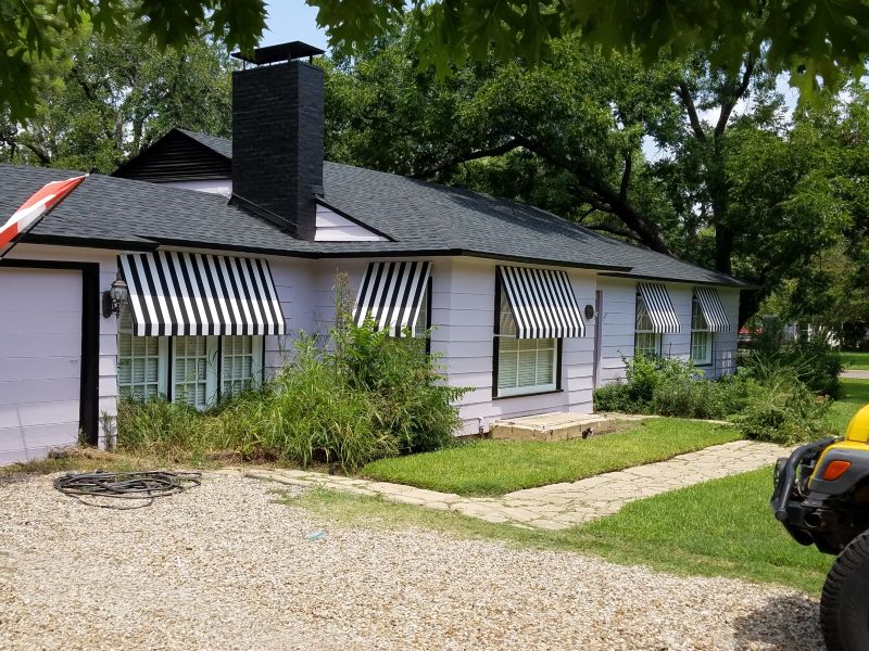 Residential Striped Awnings