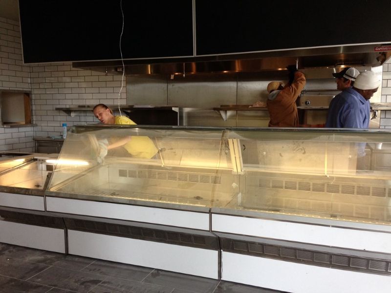 Rough Post Construction Cleaning in a Restaurant at Northpark Mall in Dallas, TX