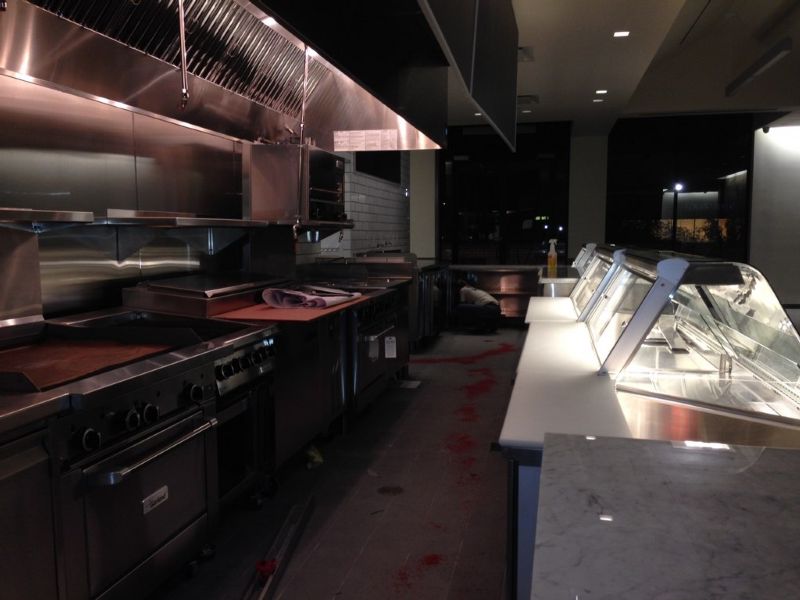 Rough Post Construction Cleaning in a Restaurant at Northpark Mall in Dallas, TX