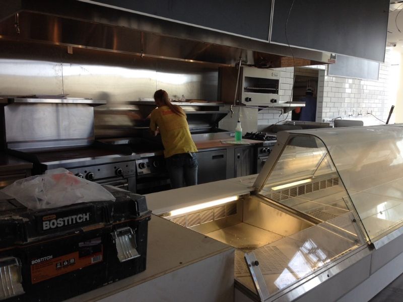 Rough Post Construction Cleaning in a Restaurant at Northpark Mall in Dallas, TX