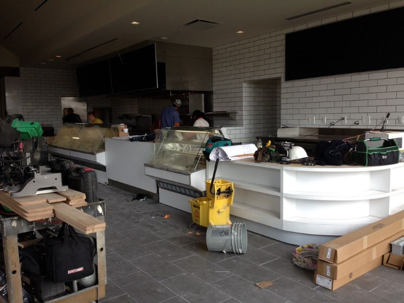 Rough Post Construction Cleaning in a Restaurant at Northpark Mall in Dallas, TX