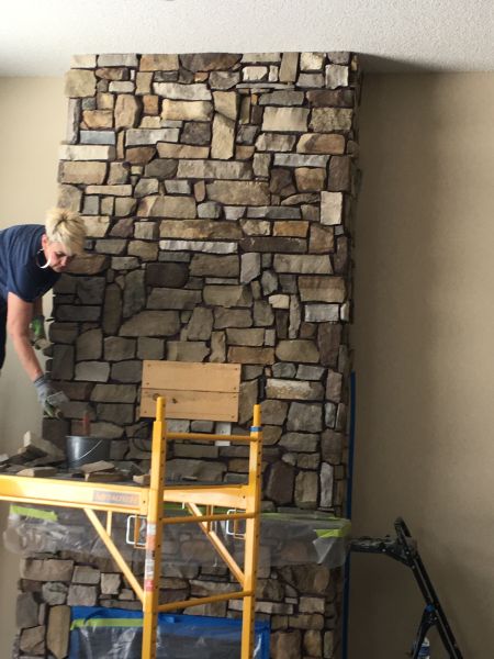 Indoor fireplace remodel