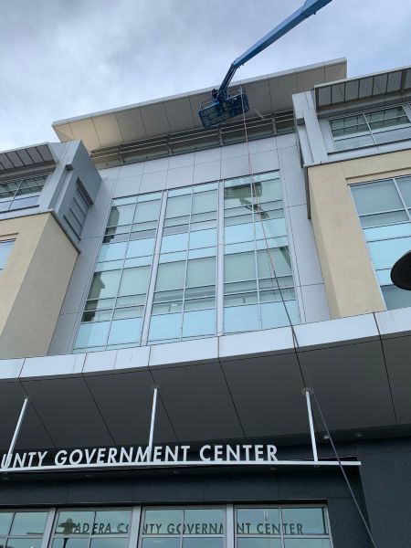 Madera County Govt. Center Post CC Pressure Washing, Window Cleaning