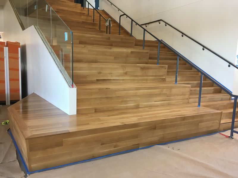 Bleacher seating is a trend in academic and corporate settings.  This is the College of Alameda.