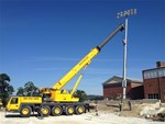 Erecting Musco Sports Lighting at new artificial turf field installation