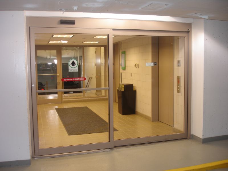 Automatic sliding doors in parking garages