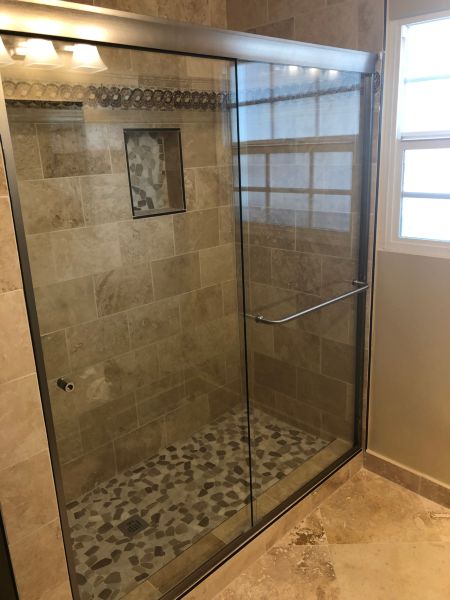 Brushed Nickel Frameless Shower Door #1