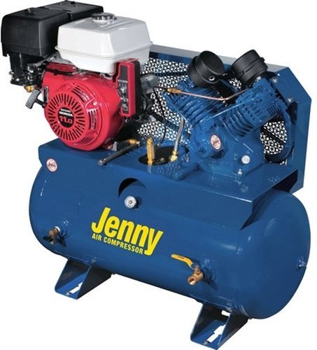 Jenny G11HGA-30T Single Stage Service Vehicle Electric Start Gas Powered Air Compressor with G Pump, 30 Gallon Tank, 11 HP