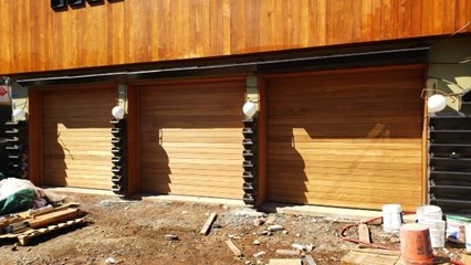 New Sectional Garage Doors with Wood Finish