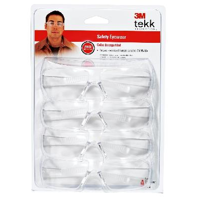 3M Contractor 4-pack Safety Eyewear 90834-00000B, Clear lenses
