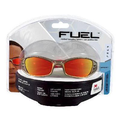 3M Fuel Sport Safety Eyewear 90987-80025T, Titanium frame, Red Mirror lenses