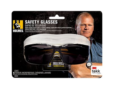 3M Holmes Workwear(R) Safety Glasses, 90204-80025H, Black frame with yellow accented temples, dark lens
