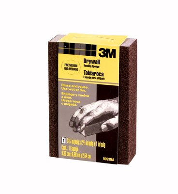 3M(TM) Small Drywall Sanding Sponge 9093DCNA, 3.75 inx2.625 inx1 in, Fine/Medium